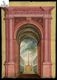 [Progetto per arco neoclassico con prospettiva su un giardino e monumento a obelisco]