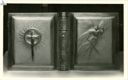 [Coperta per legatura di libro liturgico con San Michele arcangelo nel piatto anteriore e spada con elsa cruciforme nel piatto posteriore
