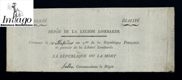 A depot de la Legion Lombard : Cremone le 15. Messidor an 5.me de la Republique Francaise et premier de la Liberté Lombarde. La republique ou la mort. Salle Commandant le Depot