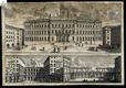 Prospetto Del Palazzo Della Gran Cvria Innocenziana Per Residenza De Tribvnali Fatto Erigere Nvovamente Nel Monte Citorio Dalla Santit&agrave; Di N. Sig. Innocenzo XII : Architettura gi&agrave; Principiata dal Cau.re Gio. Lorenzo Bernini, e terminata con la Porta, Orologgio, Cortile, e Fabrica interiore dal Cavaliere Carlo Fontana con suo disegno : Prospetto Interiore Del Cortile Della Cvria Innocenziana Verso La Porta ; Altro Prospetto Interiore In Faccia All'Ingresso